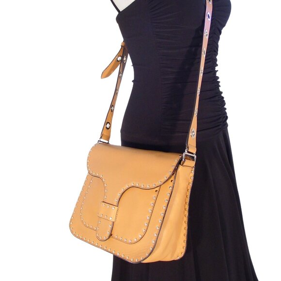 REBECCA MINKOFF Midnighter $325 Large Studded Leather Crossbody Messenger Bag - Picture 2 of 11
